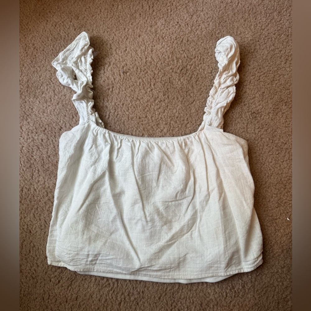 White Ruffled Strap Top